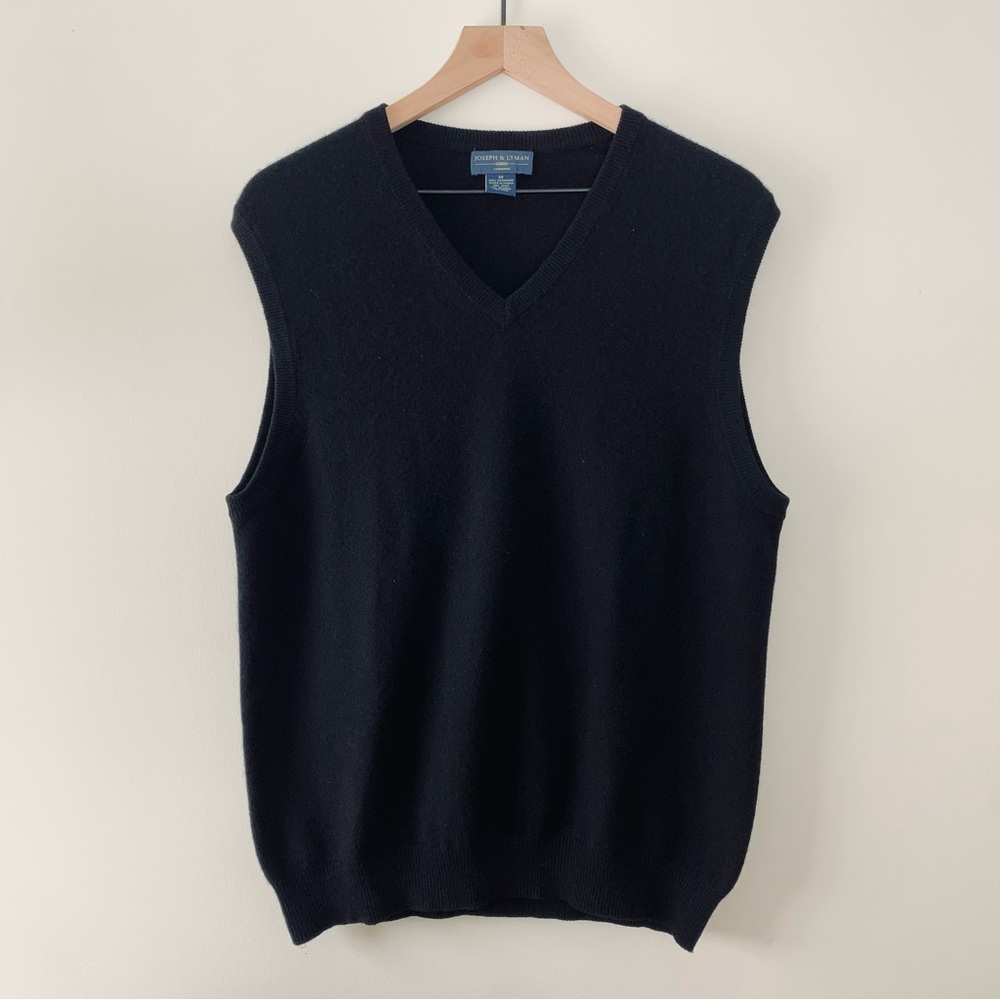 Joseph & Lyman 100% Cashmere Black Sweater Vest Men’s Medium Old Money Preppy